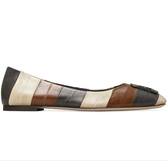 NWT Tory Burch "Georgia" Stripe Eel Leather Ballet Flats | Women's Size 7, 7.5 - Picture 2 of 14